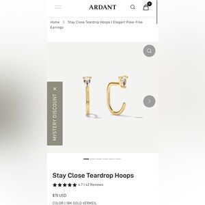 Ardant Stay Close Gold Teardrop Hoops with White Sapphire